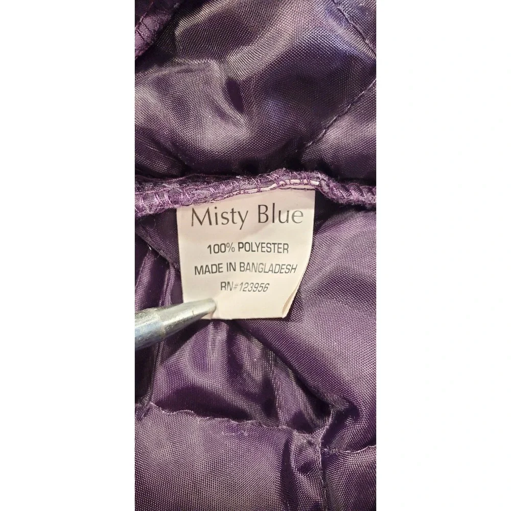 Misty Blue Kids Purple Puffer Jacket Hooded‎ Quilted Full Zip Coat Size Large